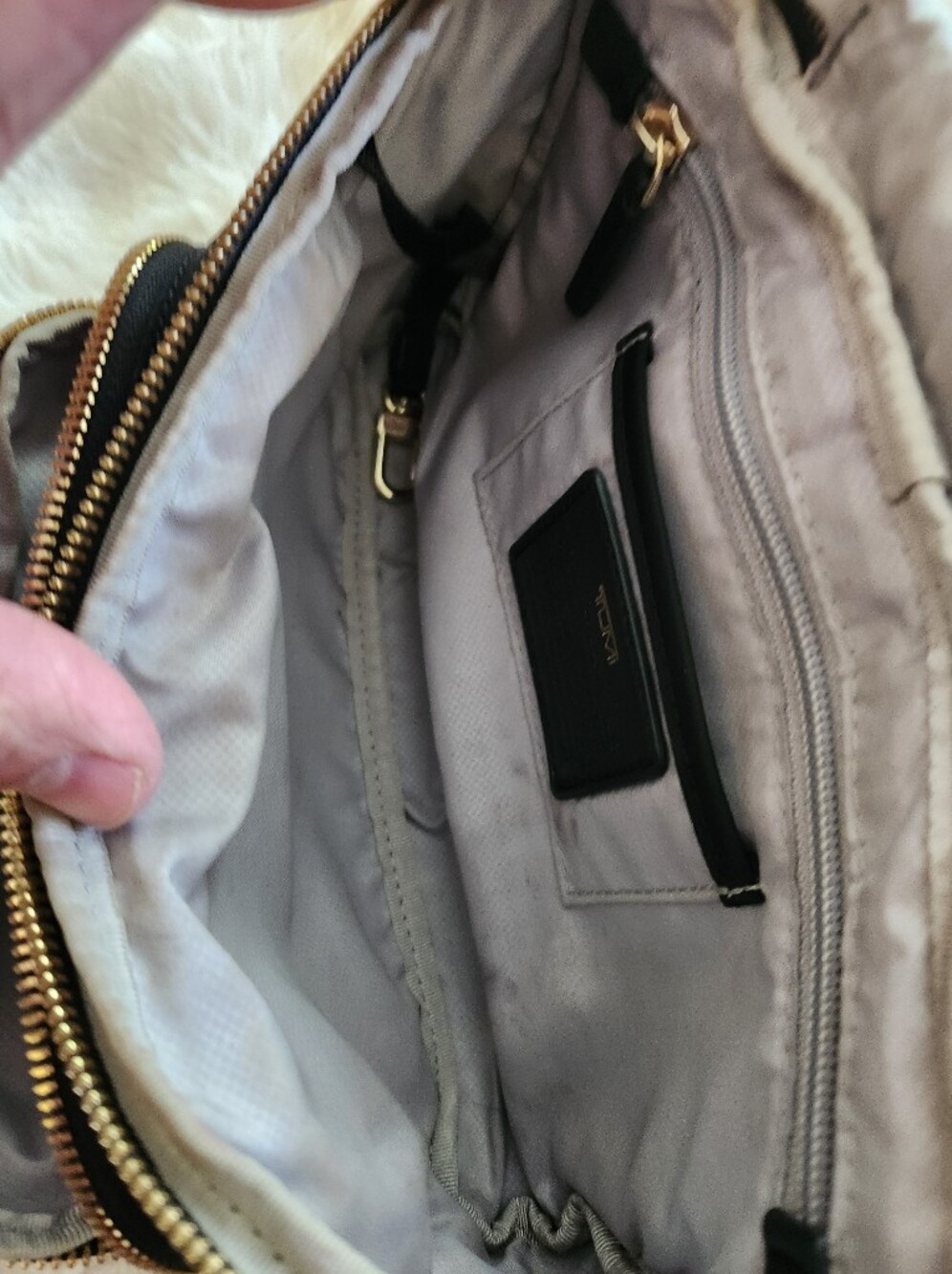 Tumi Black Cross Body Bag with Gold Hardware - Picture 5 of 6